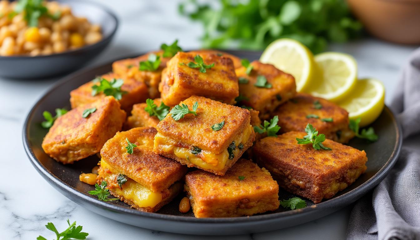 découvrez nos bricks végétariens à l'indienne, un délicieux mariage de saveurs sucrées-salées pour un repas gourmand et exotique.