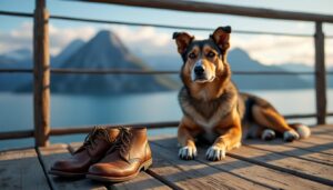 découvrez des moments de complicité sur le grand balcon nord, où mes chaussures et mon fidèle compagnon à quatre pattes partagent mon quotidien.
