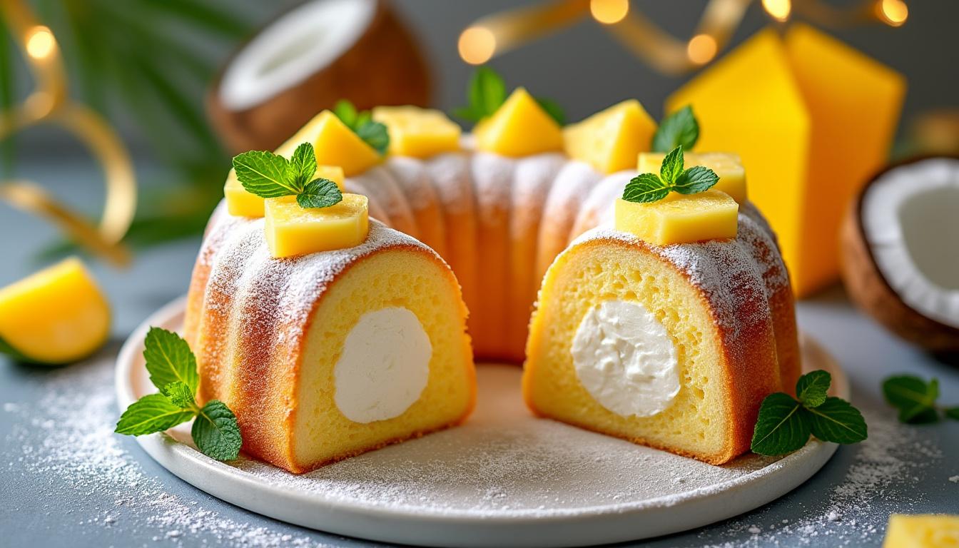 dĂ©couvrez notre recette gourmande de bĂ»che roulĂ©e Ă l'ananas et mascarpone, parfaite pour des fĂȘtes savoureuses et pleines d'exotisme.