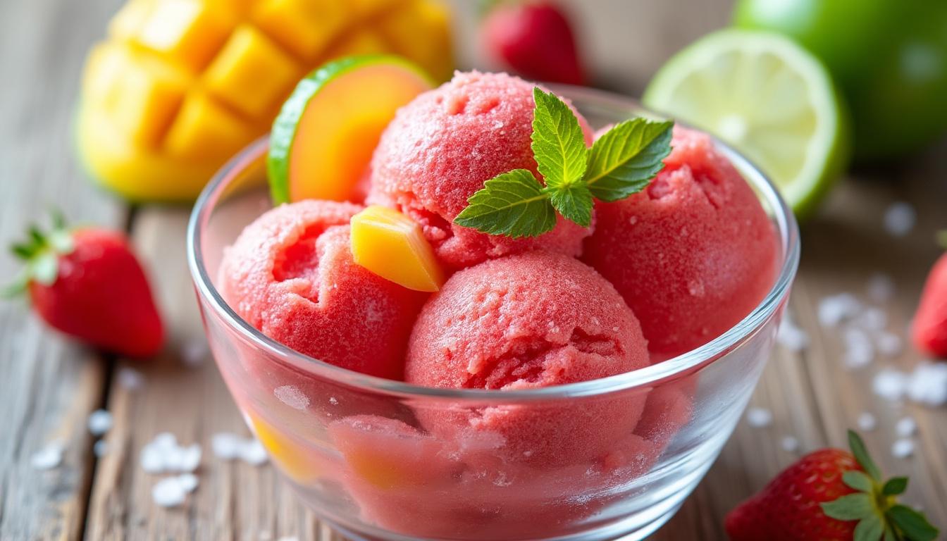 découvrez nos recettes de sorbets maison sans lactose, savoureux et rafraîchissants, élaborés à partir d'ingrédients 100% naturels pour une expérience gourmande et saine.
